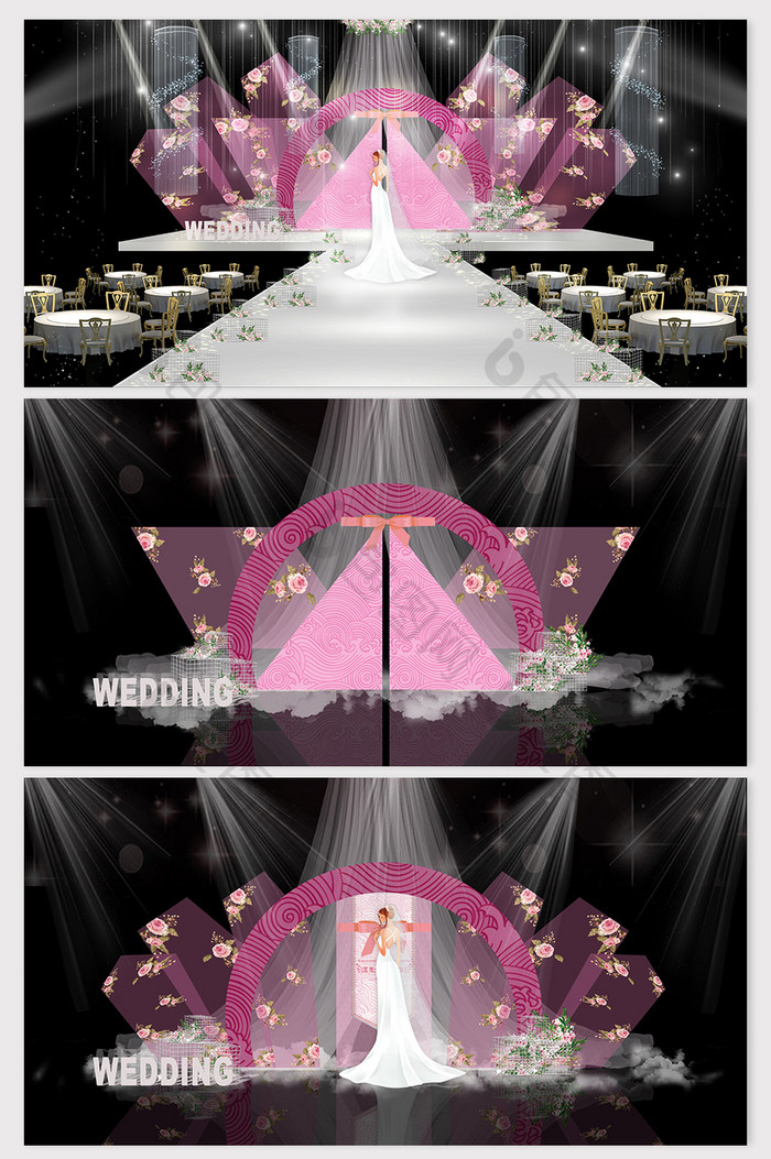 简约粉色造型花朵主题婚礼效果图