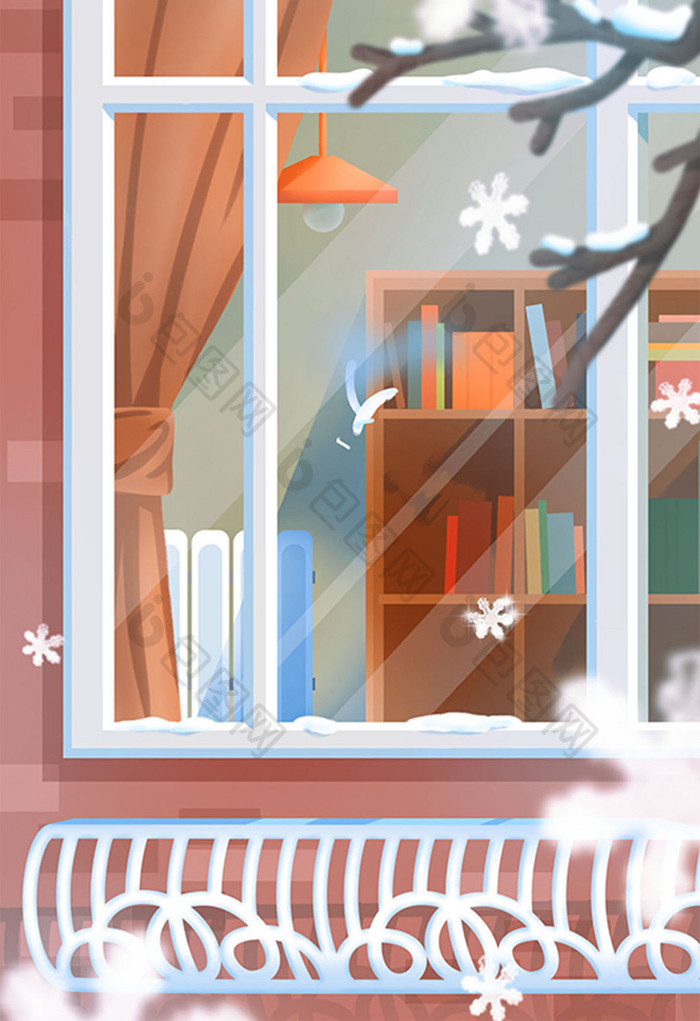 冬季室内书房背景元素