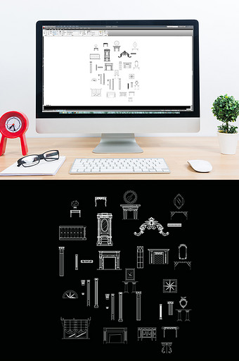 CAD欧式部件立面图库图片