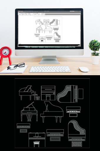 CAD钢琴模型图库图片