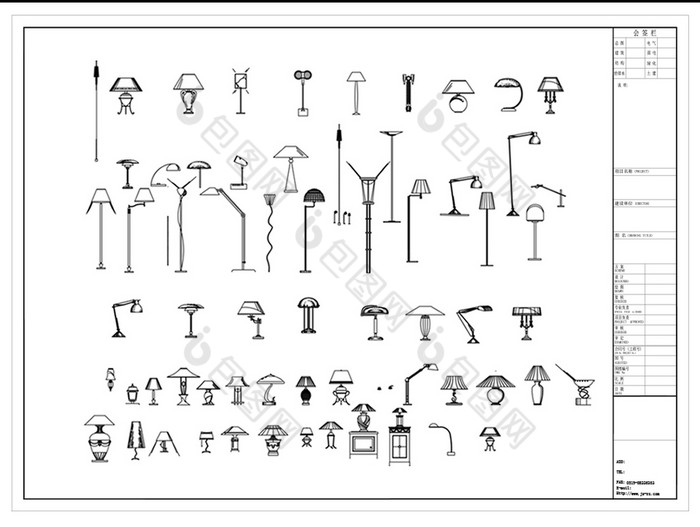 cad台灯立面图库