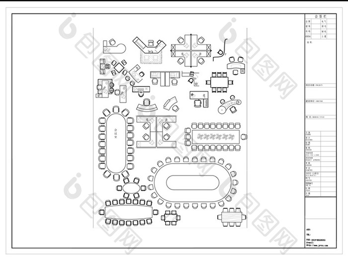 办公会议桌CAD平面图