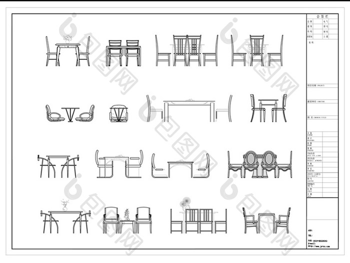 餐桌CAD立面图库