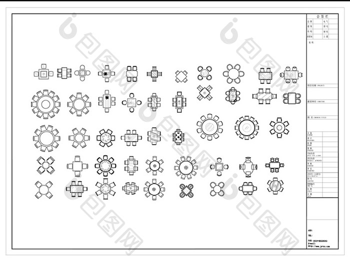 餐桌平面CAD图库