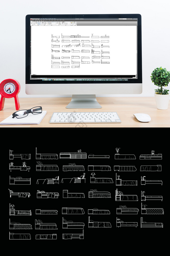 床品家具CAD立面图库图片
