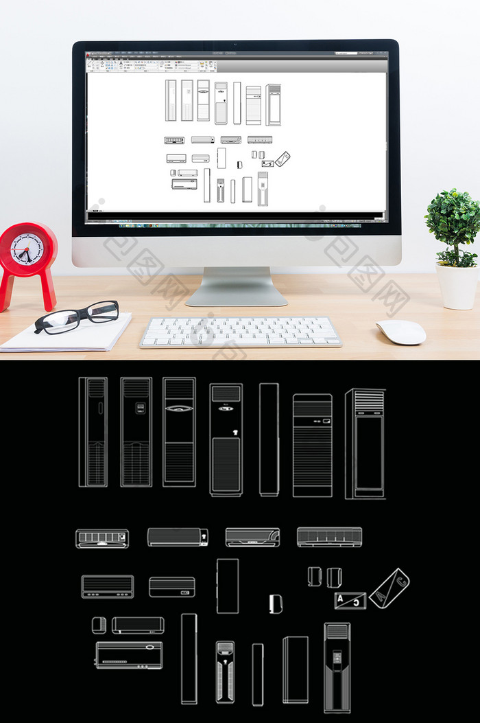 立面空调柜机CAD模块
