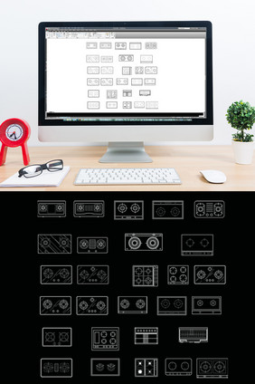 煤气灶CAD平面图库