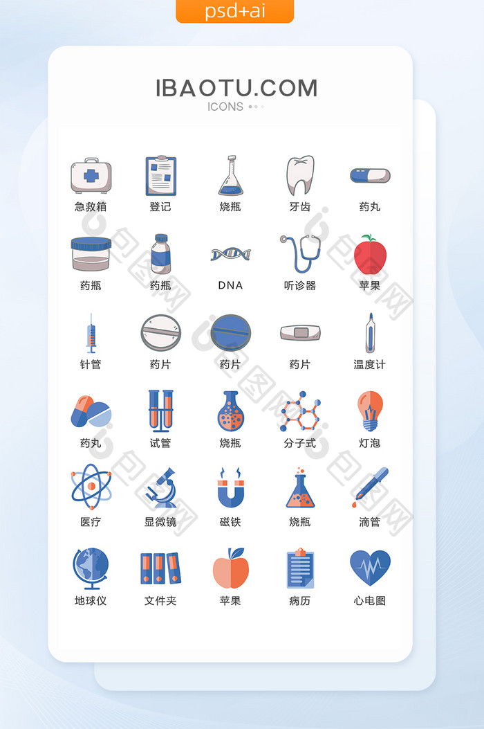 手绘医疗药品图标矢量UI素材ICON