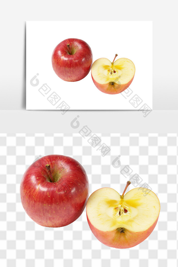 水果红富士红苹果脆甜水果新鲜苹果组合元素
