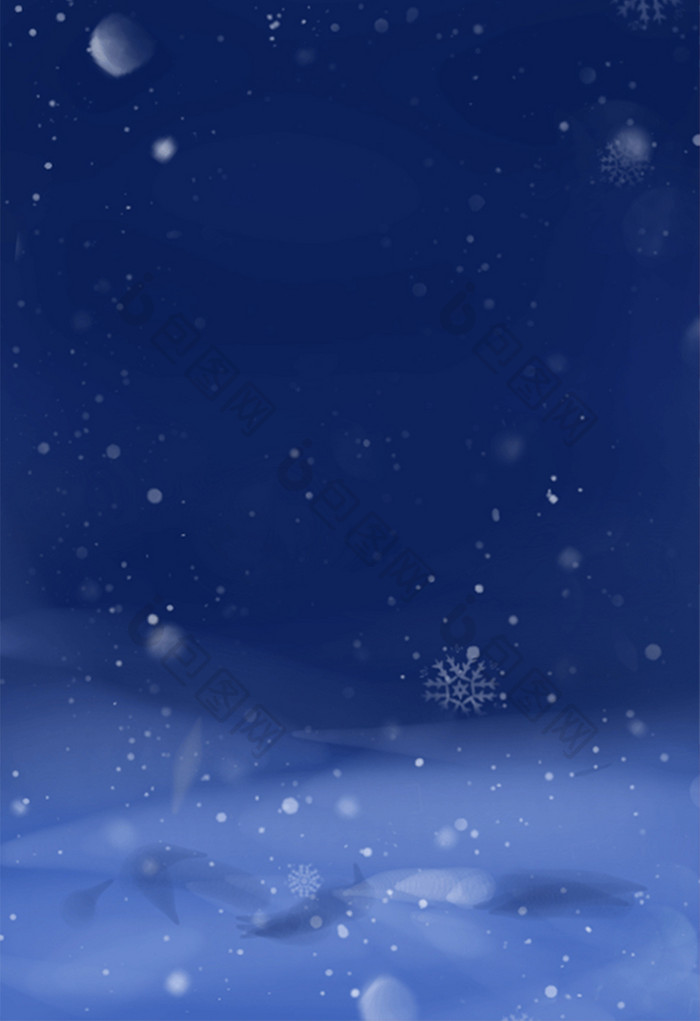插画冬季下雪天夜晚背景