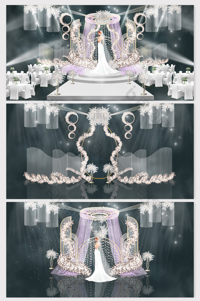 梦幻甜美淡紫色高端婚礼效果图