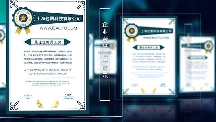 三维空间企业公司荣誉证书展示AE模板