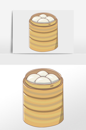 一笼美味馒头插画