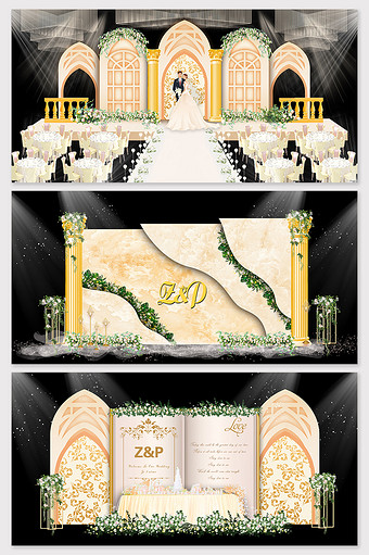 欧式香槟婚礼舞台效果图片