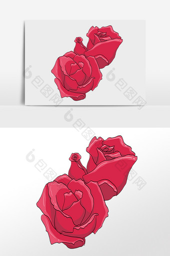 红色手绘玫瑰花素材图片