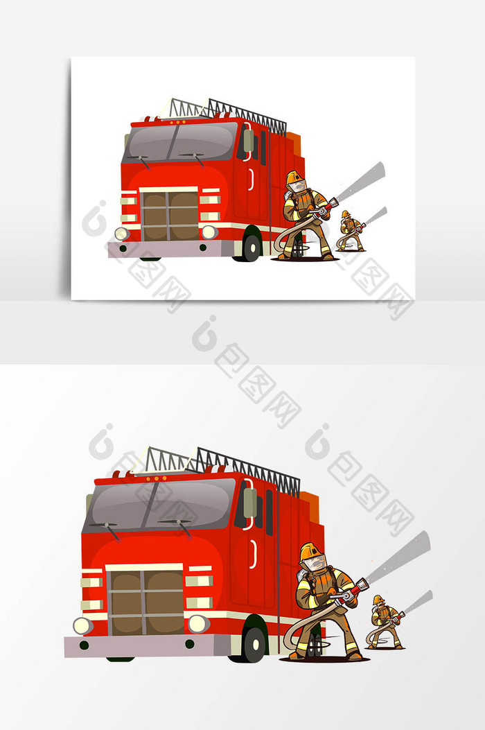 卡通消防车元素设计