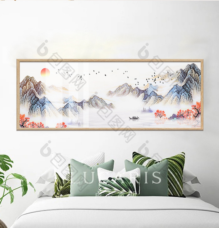 抽象山水风景意境中国风客厅装饰画