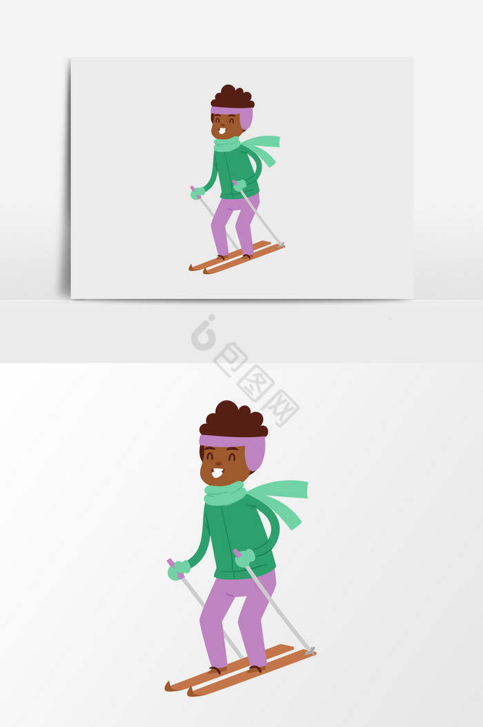 快乐滑雪插画图片