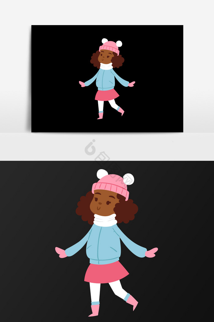 跳舞的小女孩插画图片