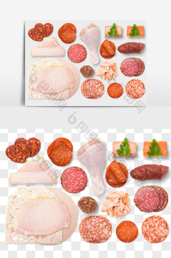 鱼肉鸡肉肉制品食品元素PNG文件食品抠图