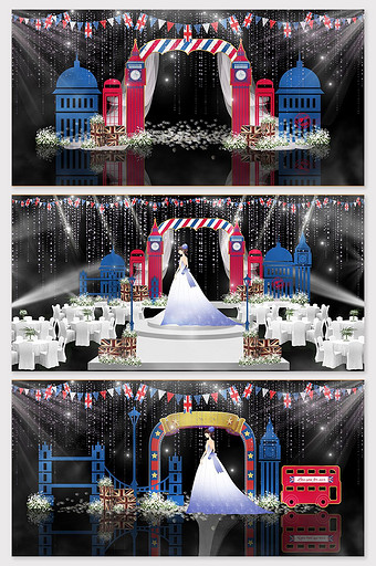 简约拱门鲜花英伦风格婚礼效果图图片