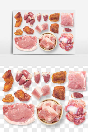 鸡心鸡肉猪肉食品元素PNG文件图片