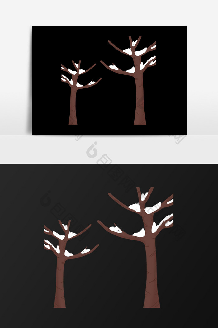 手绘树上的雪插画元素