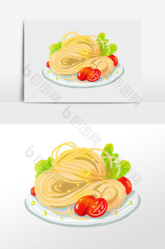 美味西餐焗饭插画图片