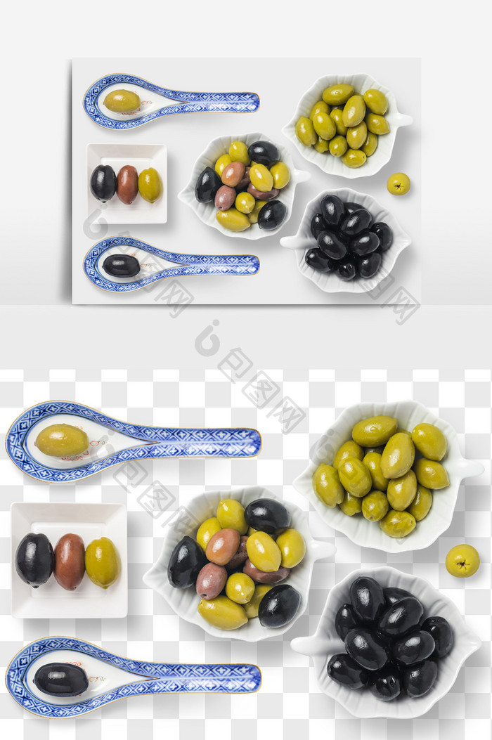 青橄榄黑橄榄食品元素PNG文件