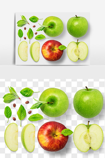 青苹果红苹果食品元素PNG文件图片