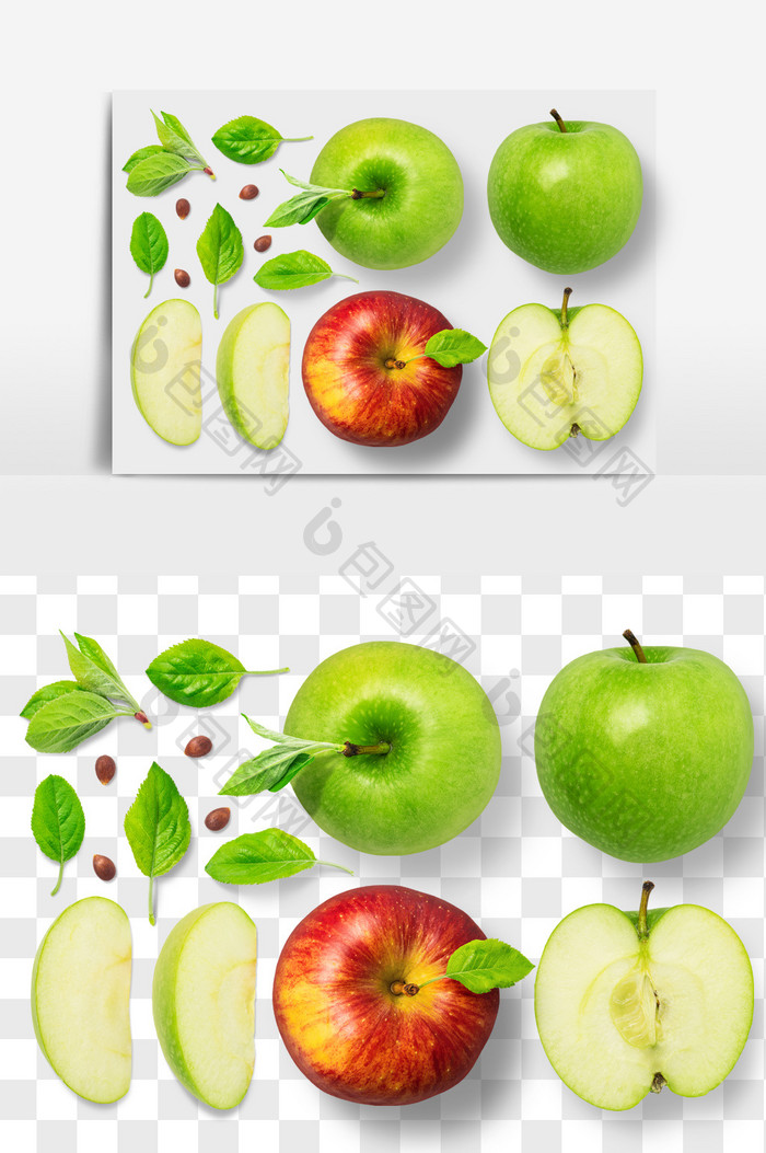 青苹果红苹果食品元素PNG文件