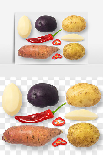 马铃薯紫薯红薯土豆食品元素PNG文件图片