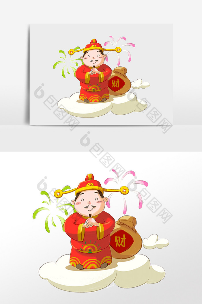 卡通红色小财神人物