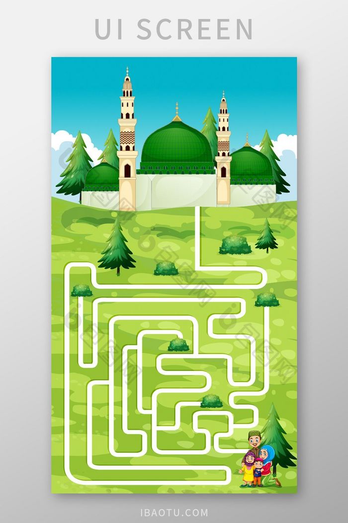 绿色卡通森林宫殿迷宫手机休闲小游戏界面