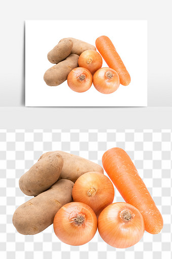 新鲜农家土豆洋葱胡萝卜蔬菜组合元素图片