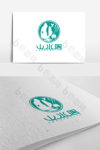 湖水蓝山野风民宿logo标志设计图片