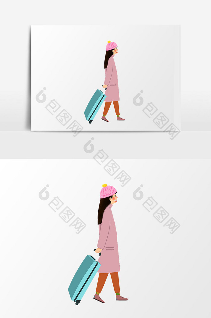 女孩行李箱元素设计