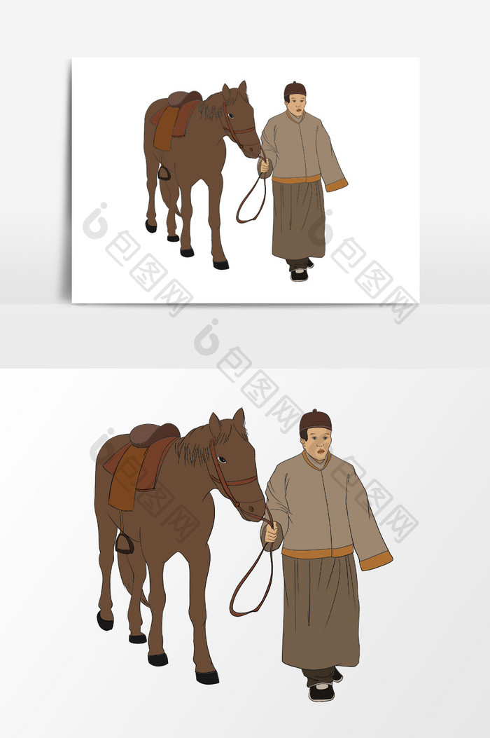 中国古代牵马形象元素