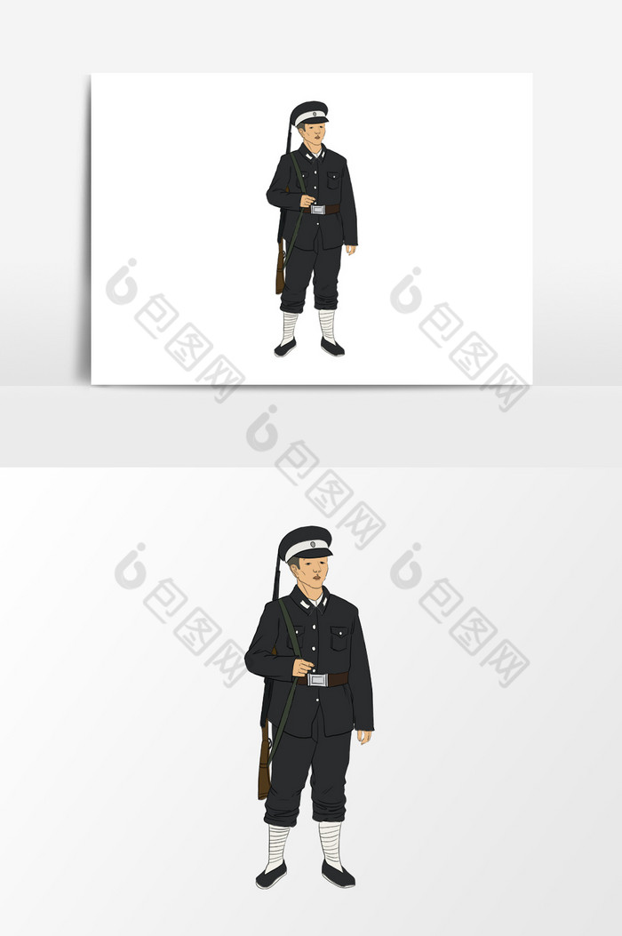 中国民国时期伪军形象元素图片