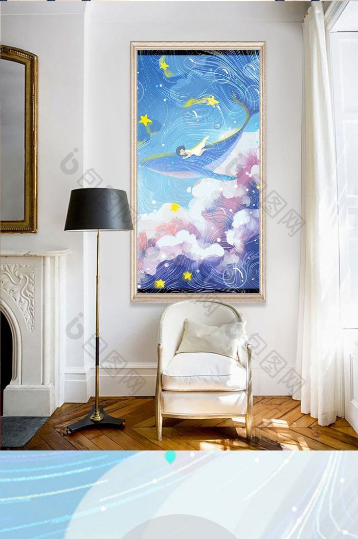 现代简约金色抽象鱼客厅玄关装饰画