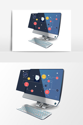 手绘卡通电脑信息设计元素
