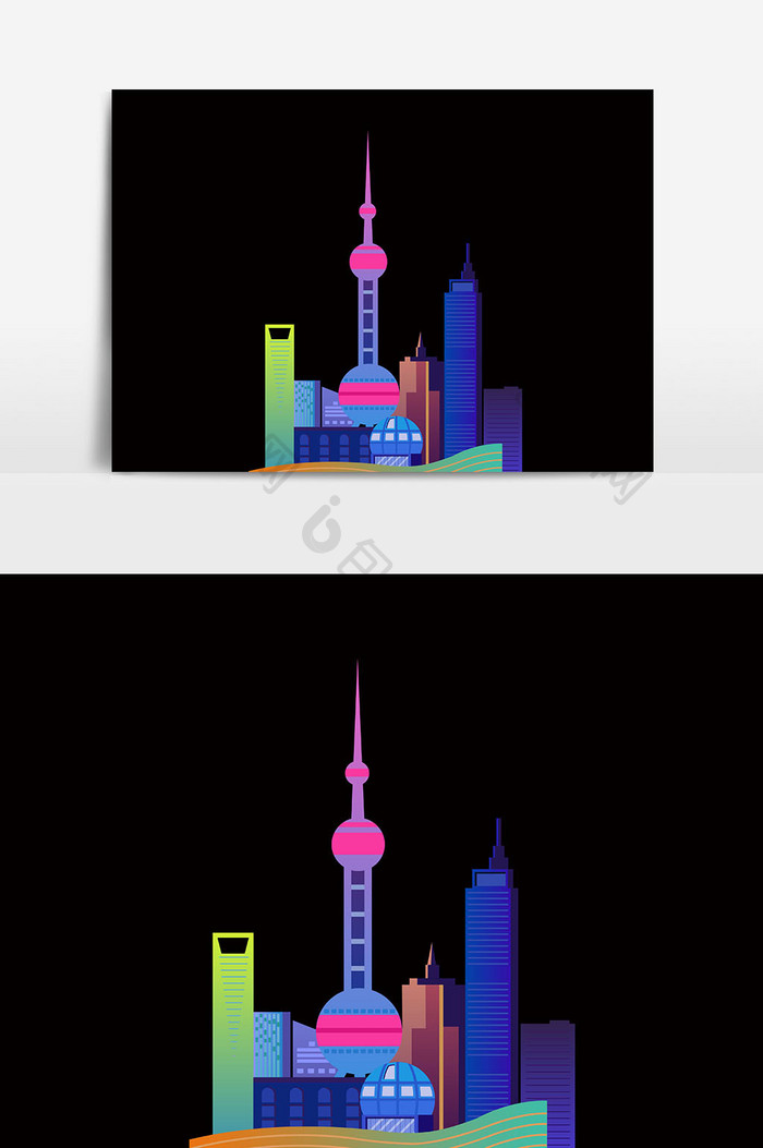 手绘上海城市建筑元素