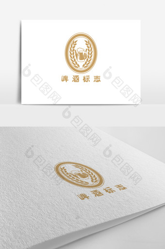 金色雅致啤酒标志logo设计图片