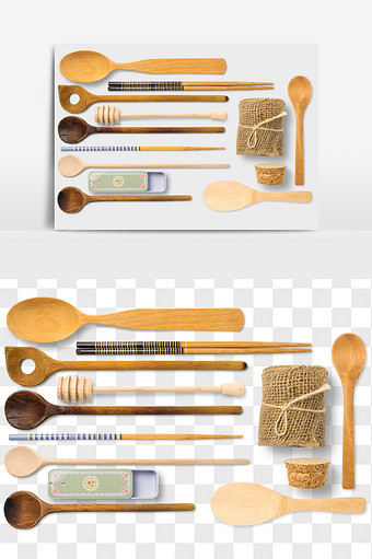 木勺筷子厨具元素PNG文件图片