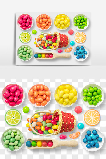 彩色糖果糖豆食品元素PNG图片