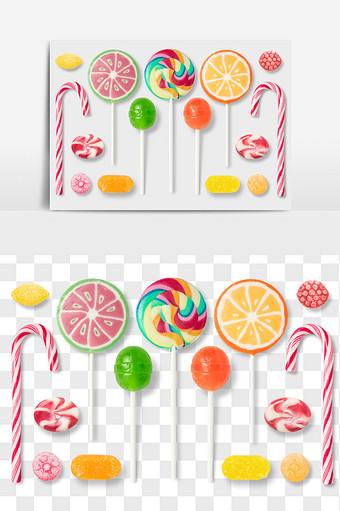 彩色糖果棒棒糖食品元素PNG图片