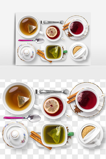 红茶绿茶饮料饮品元素PNG图片