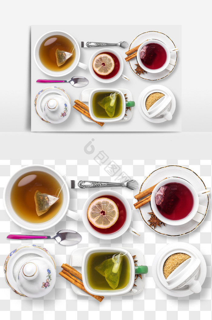 红茶绿茶饮料饮品PNG图片