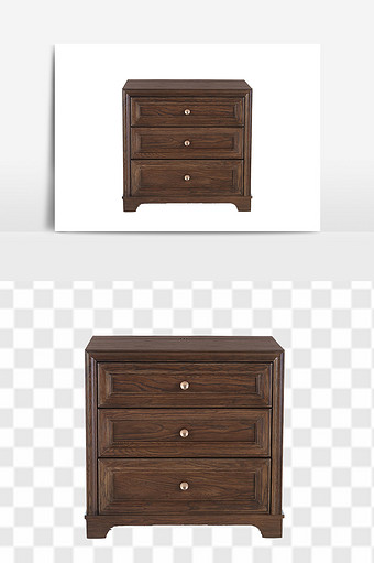 木质复古床头柜柜子图片