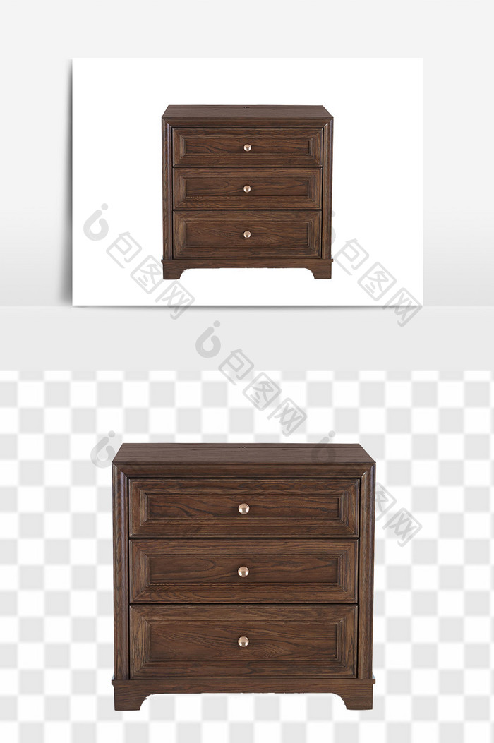 木质复古床头柜柜子
